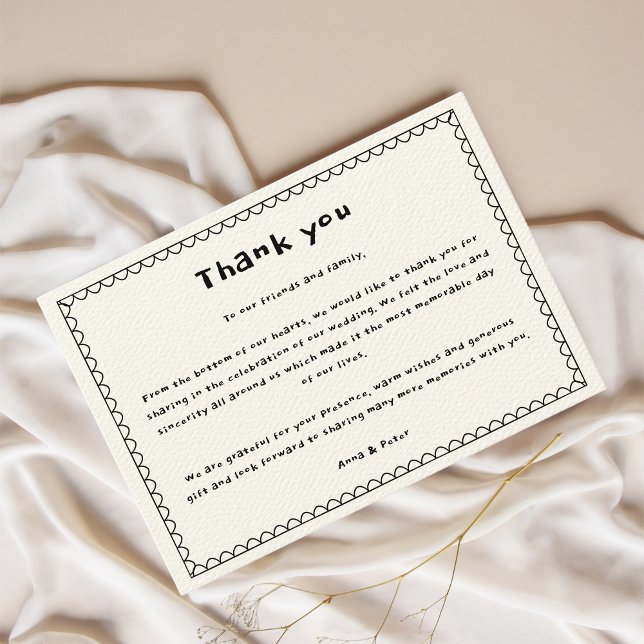 Hand-written Black & White Aesthetic  Thank You Card (Hand-written Black & White Thank you card)