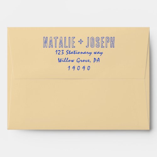 Hand_Written Blue Retro Bright Fun Modern Wedding Envelope