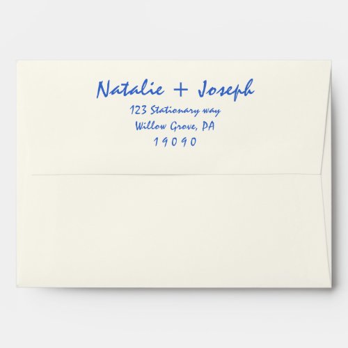 Hand_Written Blue Retro Bright Fun Unique Wedding  Envelope