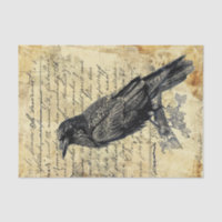 Hand Written Calligraphy Vintage Raven Decoupage