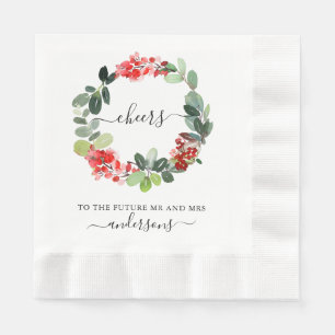 Hand Written Cheers To the Future Mr & Mrs Holiday Napkins
