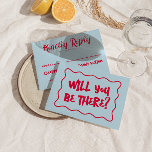 Hand-Written Colorful Retro Bold Bright Wedding    RSVP Card