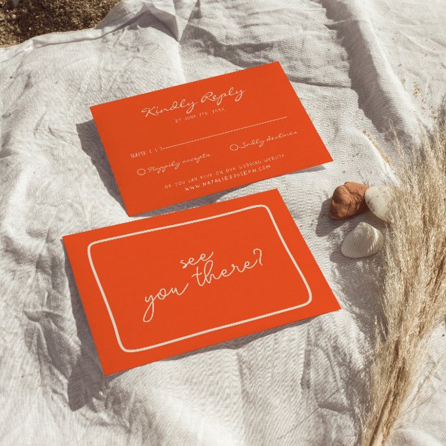 Hand-Written Colorful Retro Bold Unique Wedding RSVP Card (Creator Uploaded)