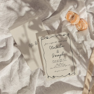 Hand-Written Colorful Retro Fun Unique Wedding Invitation