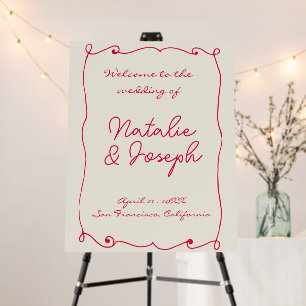 Hand Written Colorful Retro Fun Wedding Welcome Foam Board