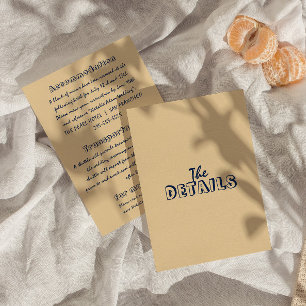 Hand-Written colorful Retro Modern Wedding Details Enclosure Card