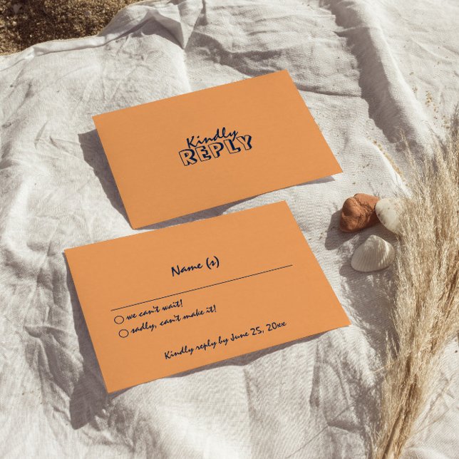 Hand Written Colorful Retro Modern Wedding Details RSVP Card (Creator Uploaded)