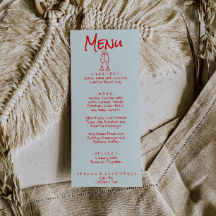 Hand Written Drawn Blue Red Retro Quirky Wedding Menu