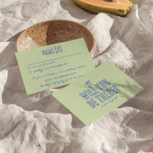 Hand Written Drawn Colorful Retro Funky Wedding  RSVP Card