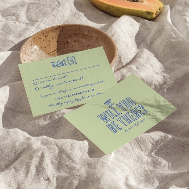 Hand Written Drawn Colorful Retro Funky Wedding  RSVP Card (Creator Uploaded)