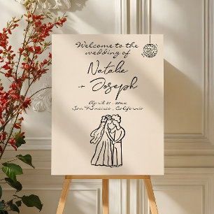 Hand Written Drawn Disco Retro Wedding Welcome    Foam Board