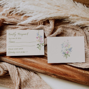 Hand Written Drawn Floral Summer Wedding RSVP Card