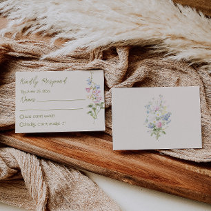 Hand Written Drawn Floral Summer Wedding RSVP Card