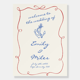 Hand Written Drawn Nautical Wedding Welcome Foam Board