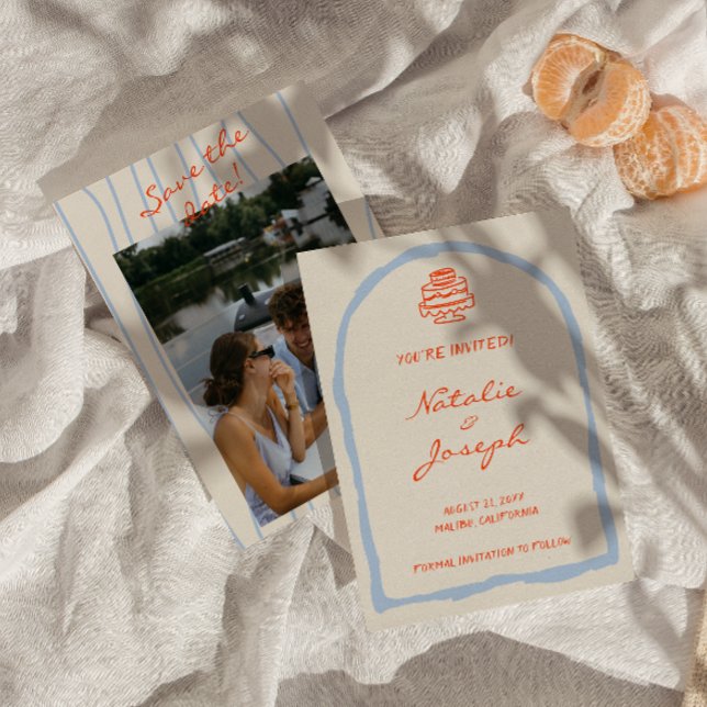 Hand Written Drawn Painted Retro Whimsical Wedding Save The Date (Creator Uploaded)