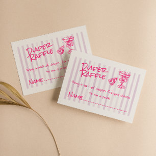 Hand Written Drawn Pink Pizza Baby Diaper Raffle Enclosure Card