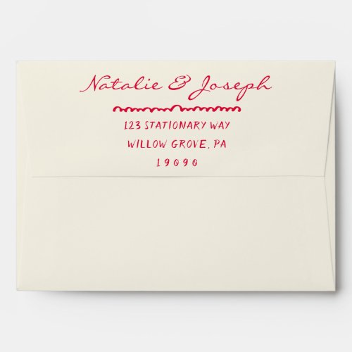 Hand Written drawn Quirky Retro Trendy Wedding  Envelope