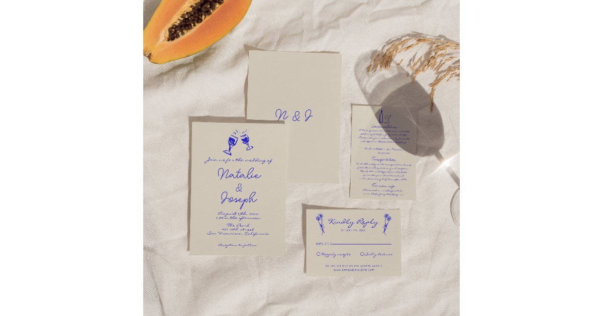 Hand Written Drawn Retro Fun Unique Wedding Invitation | Zazzle