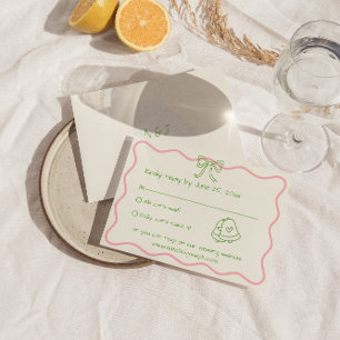 Hand Written Drawn Retro Funky Modern Wedding  RSVP Card