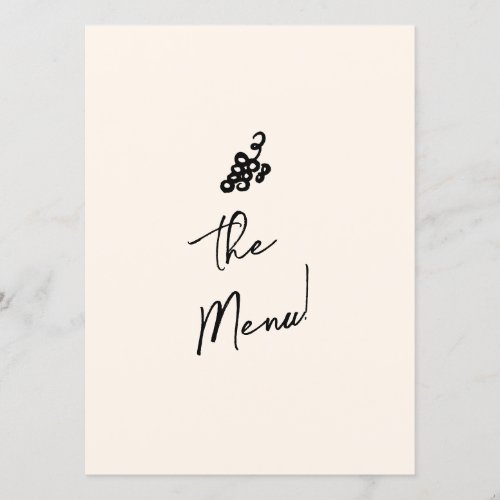 Hand Written Drawn Retro Quirky Unique Wedding Menu