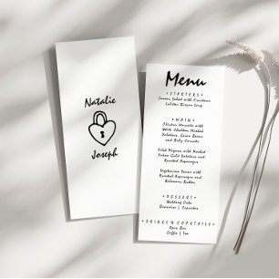 Hand Written Drawn Retro Quirky Unique Wedding Menu