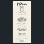 Hand Written Drawn Retro Quirky Unique Wedding Menu<br><div class="desc">A colorful retro funky modern vivid red wedding dinner menu. Which features chic template design of boho vintage milky beige background and black typography and hand written menu in black. And hand drawn champagne glasses . With cream back background with monogram in the back. Perfect and matching with the whole...</div>