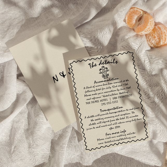 Hand Written Drawn Retro Quirky Wedding Details Enclosure Card (Creator Uploaded)