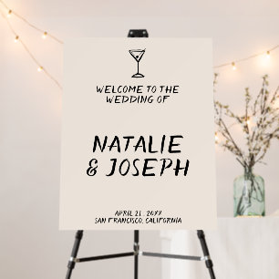 Hand Written Drawn Retro Unique Wedding Welcome Foam Board
