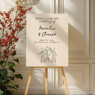 Hand Written Drawn Retro Wedding Welcome Foam Board