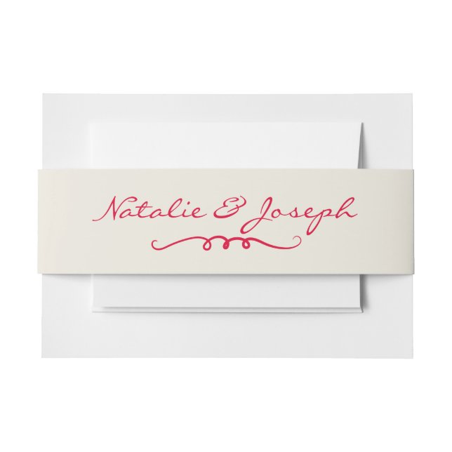 Hand Written Drawn Retro Whimsical Fun Wedding  Invitation Belly Band (Front Example)