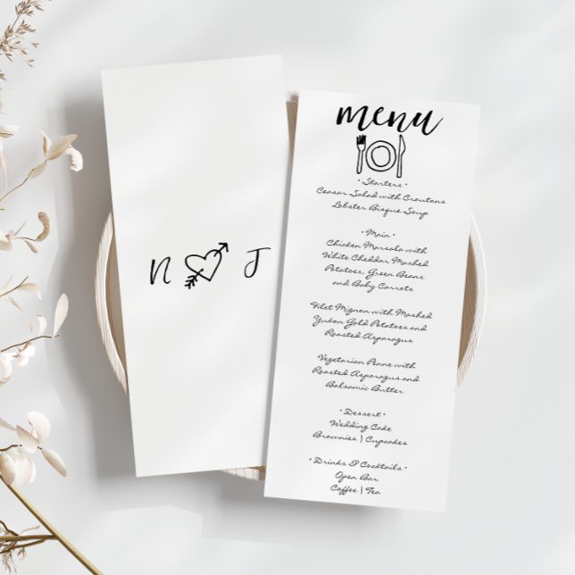 Hand Written Drawn Scribble Quirky Unique Wedding Menu (Creator Uploaded)