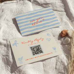Hand Written Drawn Whimsical QR Code Wedding RSVP Card