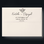 Hand Written Drawn Whimsical Retro Cupid Wedding Envelope<br><div class="desc">A retro modern hand written bright black and white wedding envelope. Which features bold whimsical  bride and groom's names in black  and creamy background color. with hand drawn cupid angel And  personalized return address . Which suits the whole wedding suite.</div>