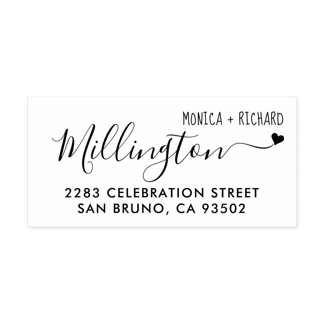 Handwritten Family Name Wedding Return Address Rubber Stamp Zazzle