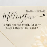 Hand-written Family Name Wedding Return Address Rubber Stamp<br><div class="desc">Easily personalize these custom Hand-written Family Name Wedding Return Address rubber stamps with your own names and address. To customize these rubber stamps, click on "Personalize this template" and change the text in the boxes provided. Available with different ink pad colors (not included) in square sizes 1 inch, 2 inch,...</div>