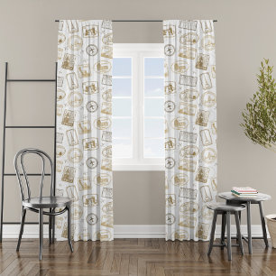 Hand Written Famous Cities of the World Pattern Sheer Curtains