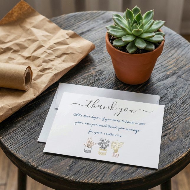 Hand written house plant thank you insert card. (Hand written house plant thank you insert card.)