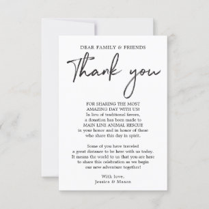 Hand Written In Lieu of Favors Place Card