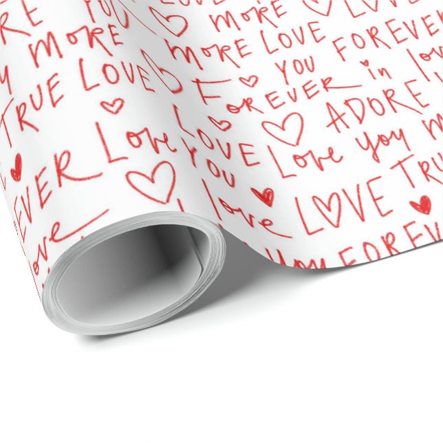 Hand written love script typography wrapping paper (Roll Corner)