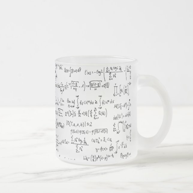 Hand Written Math Equations // Frosted Glass Coffee Mug (Right)