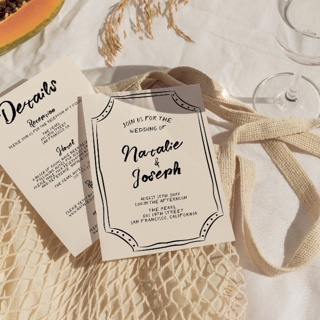 Hand Written Modern Quirky All In One Wedding Invitation (Creator Uploaded)