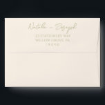 Hand Written Olive Green Whimsical Retro Wedding Envelope<br><div class="desc">A retro modern hand written bright olive green and cream wedding envelope. Which features bold whimsical  bride and groom's names in green and creamy background color. And  personalized return address . Which suits the whole wedding suite.</div>