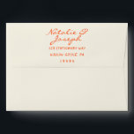 Hand Written Orange Whimsical Retro Trendy Wedding Envelope<br><div class="desc">A retro modern hand written bright colorful wedding envelope. Which features bold  bride and groom's names in orange. And  personalized return address a.  On simple pale beige cream vintage color background. Which suits the whole wedding suite.</div>