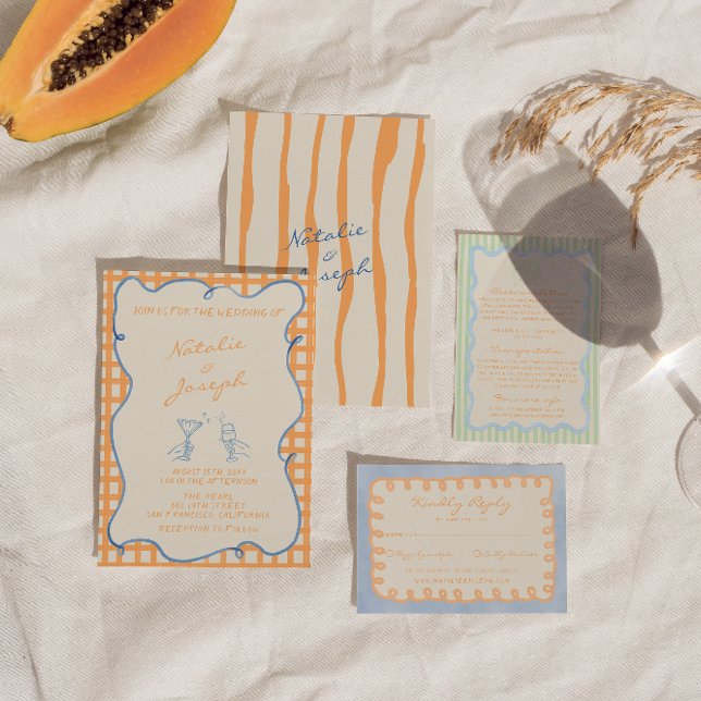 Hand Written Painted Whimsical Colorful Wedding Invitation (Creator Uploaded)