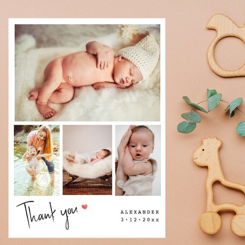 Hand_written Photo Collage Baby Shower Thank You   Postcard