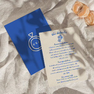 Hand-Written Retro Bright Unique Wedding Details Enclosure Card