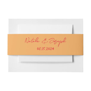 Hand Written Retro Colorful Fun Modern Wedding Invitation Belly Band