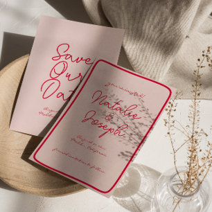 Hand-Written Retro Colorful Unique Modern Wedding Save The Date