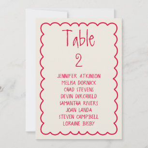 Hand-Written Retro Unique Wedding Seating Chart Invitation