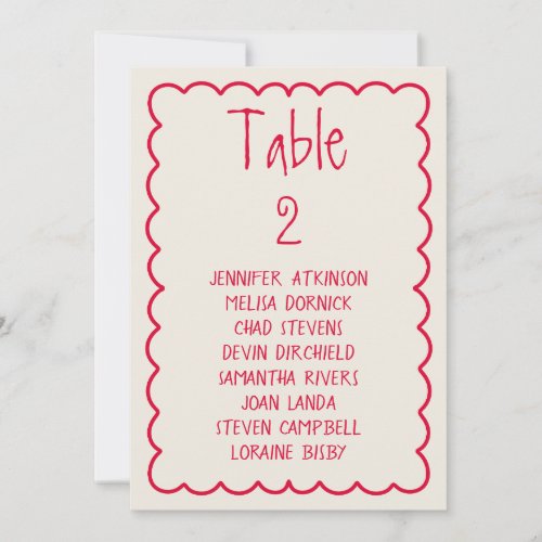 Hand_Written Retro Unique Wedding Seating Chart Invitation